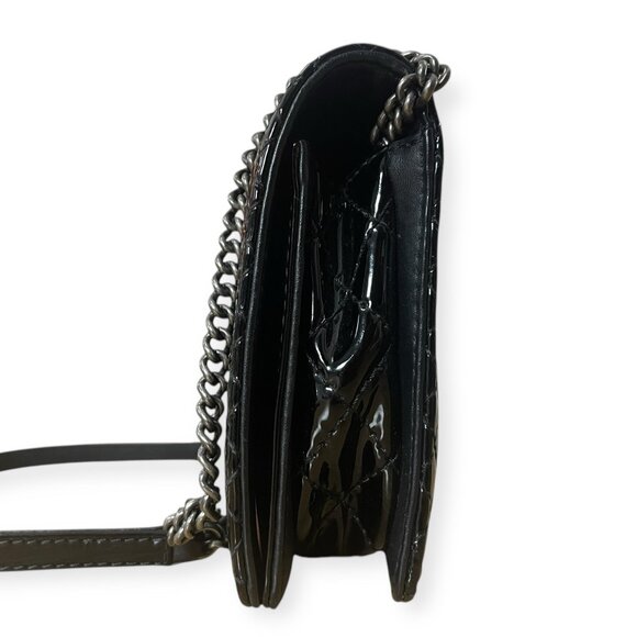 CHANEL Auth WOC Boy Reverso Lambskin Black Patent Leather Crossbody Bag Chain - Picture 12 of 16